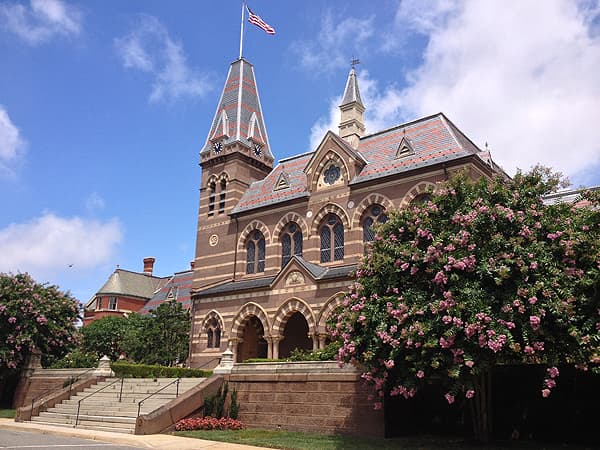 Chapel Hall at Gallaudet University, the Victorian Gothic building at the centre of the campus